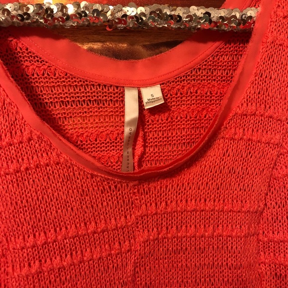 LC Lauren Conrad peplum crochet tank peach top S - Picture 4 of 5